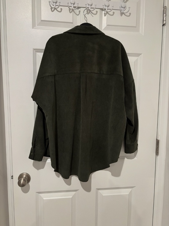 Zara Green Corduroy Shirt with Pockets - Picture 4 of 5